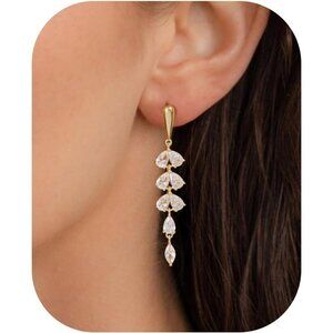 14K Gold Plated Cubic Zirconia Earrings for Women CZ Bridal Bridesmaid Wedding